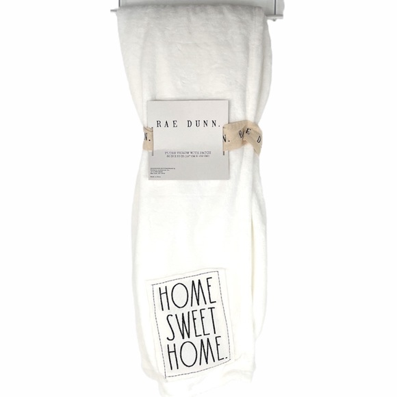 Rae Dunn Home Sweet Home Throw Blanket, White - Picture 6 of 6
